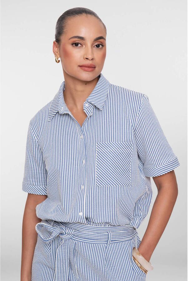 Geisha gestreepte blouse blauw