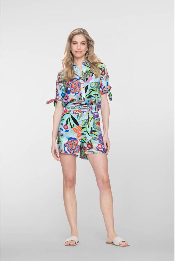 Geisha gestreepte blouse blauw