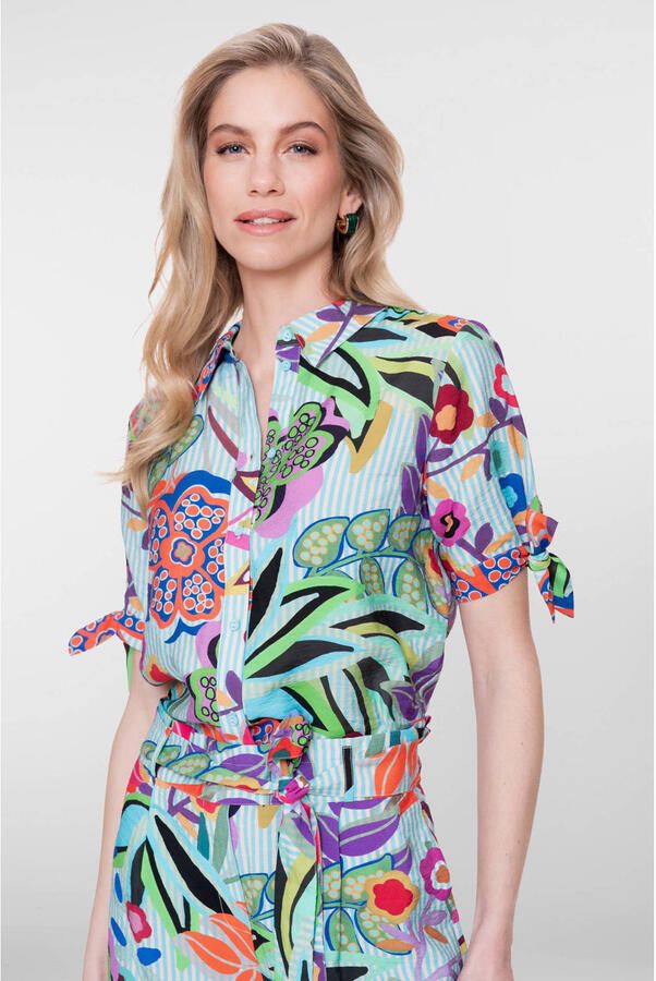 Geisha gestreepte blouse blauw - Foto 3