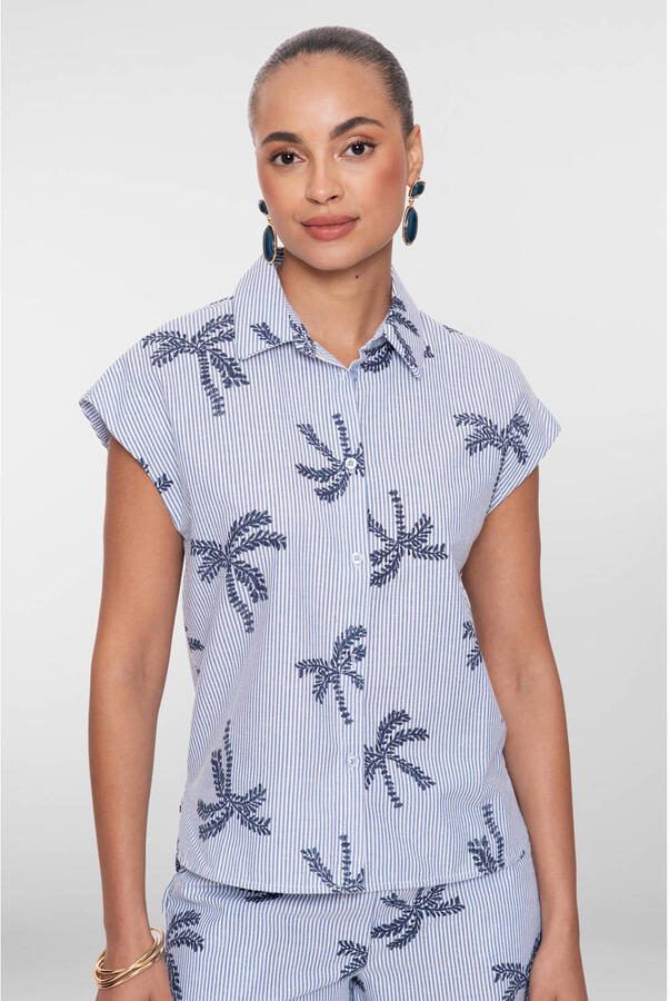 Geisha gestreepte blouse blauw
