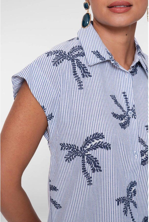 Geisha gestreepte blouse blauw - Foto 2