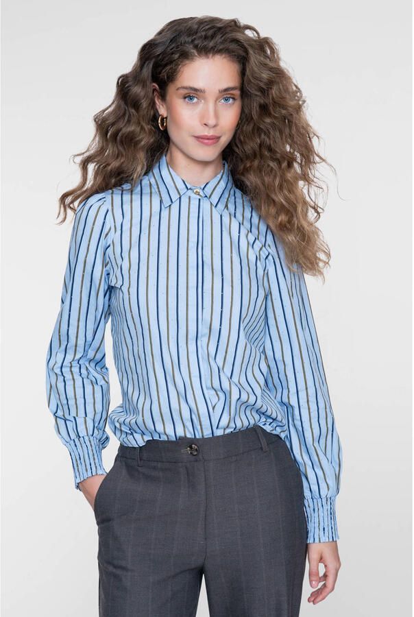 Geisha gestreepte blouse blauw