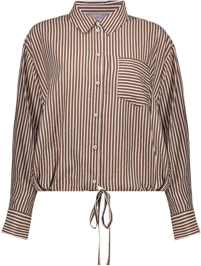 Geisha gestreepte blouse bruin - Foto 2