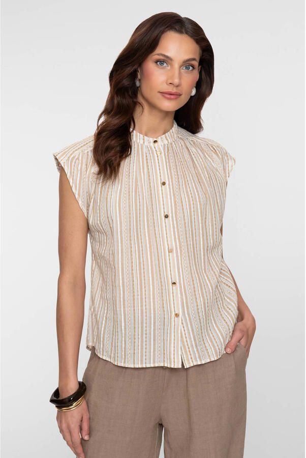 Geisha gestreepte blouse ecru - Foto 3