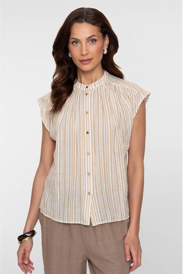 Geisha gestreepte blouse ecru