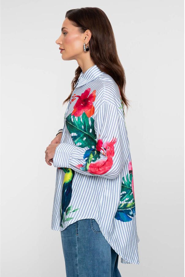 Geisha gestreepte blouse met dierenprint multi - Foto 2
