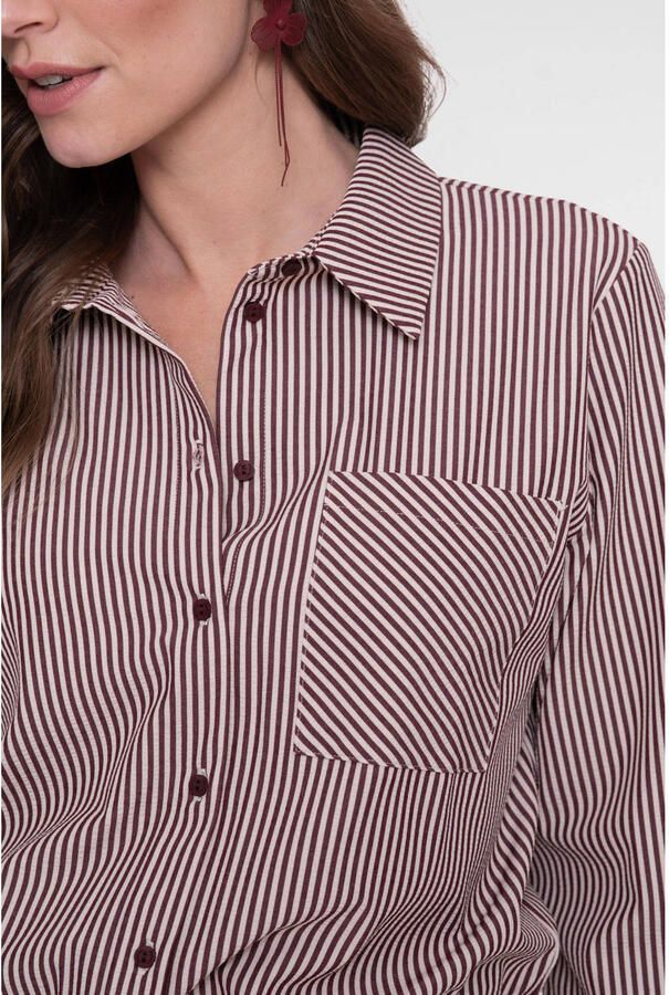 Geisha gestreepte blouse met krijtstreep donkerrood - Foto 2