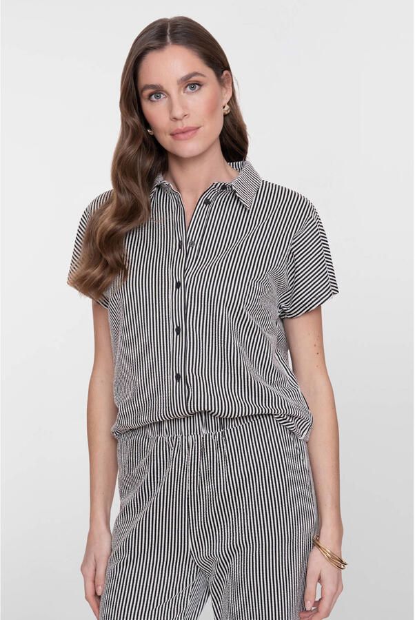 Geisha gestreepte blouse zwart
