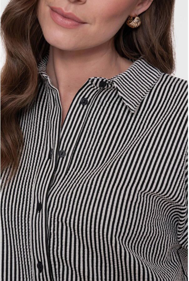 Geisha gestreepte blouse zwart - Foto 3