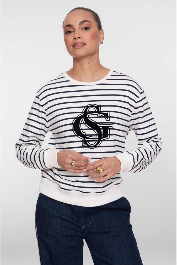 Geisha gestreepte sweater marineblauw