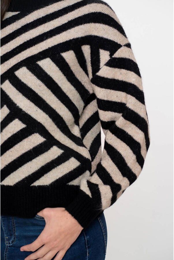 Geisha gestreepte sweater zwart - Foto 3