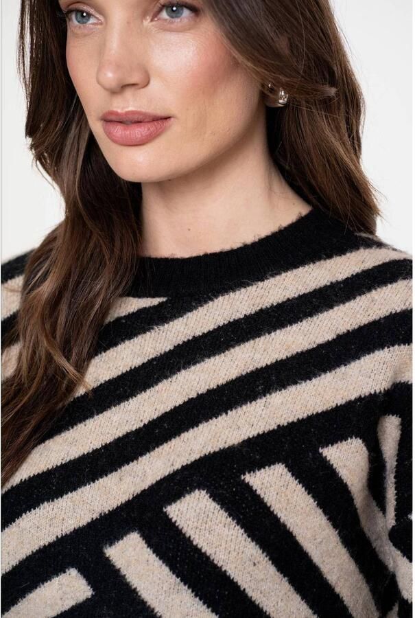 Geisha gestreepte sweater zwart - Foto 2