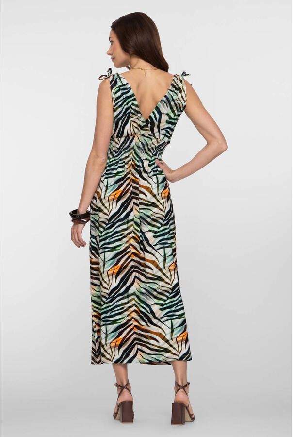 Geisha gestreepte zomerjurk met zebraprint groen - Foto 2