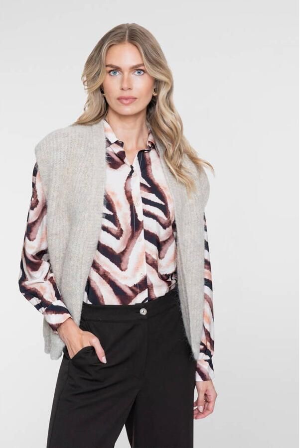 Geisha gilet met wol beige