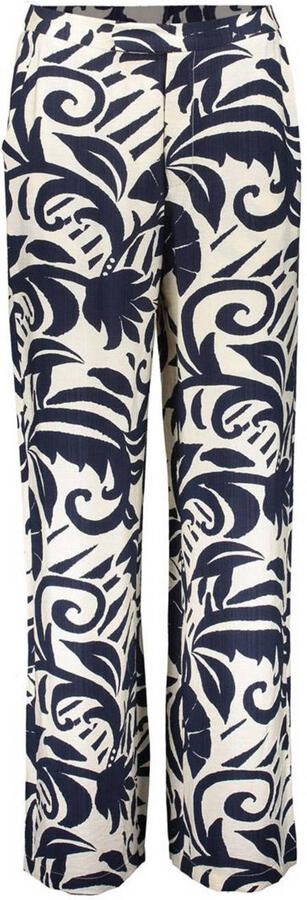 Geisha glimmende casual broek met bloemenprint donkerblauw - Foto 3