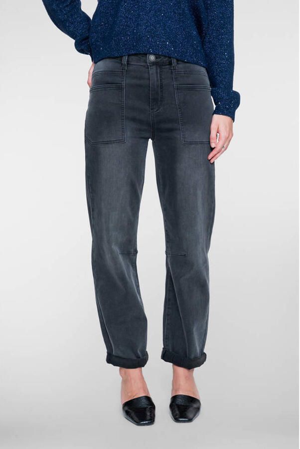 Geisha high waist baggy jeans zwart