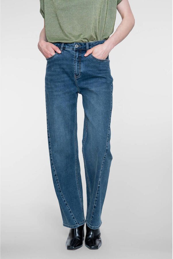 Geisha high waist barrel jeans medium blauw