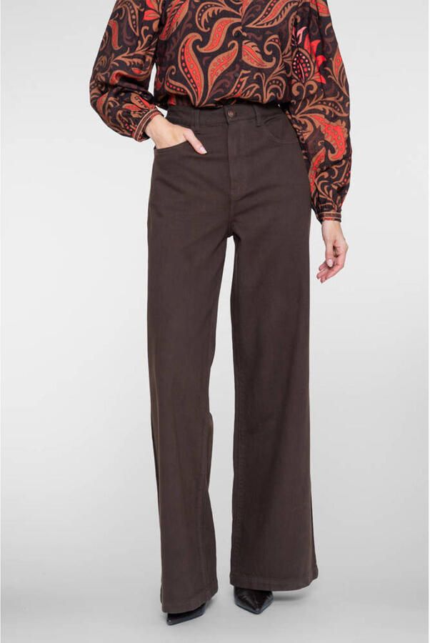 Geisha high waist flared jeans bruin