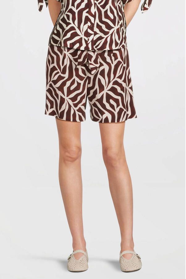 Geisha high waist straight short met print bruin - Foto 2