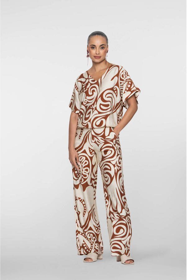 Geisha high waist broek bruin