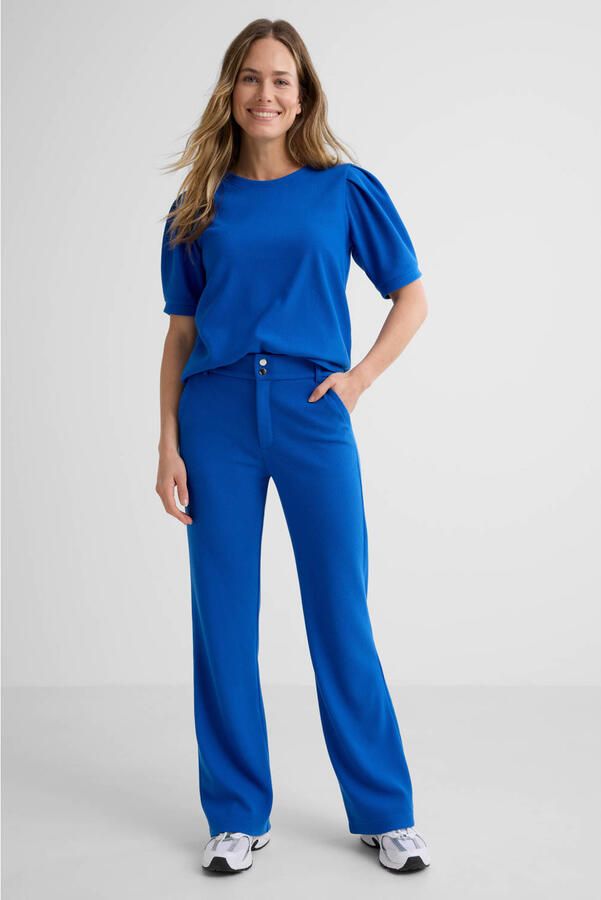 Geisha high waist flared broek blauw