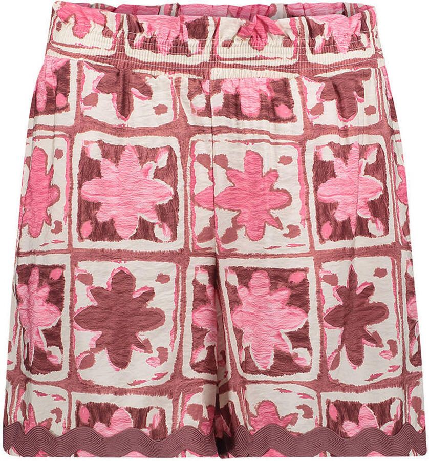 Geisha high waist gebloemde casual short roze - Foto 2