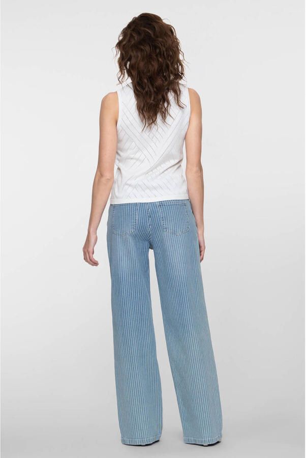 Geisha high waist gestreepte straight leg jeans light blue denim - Foto 2