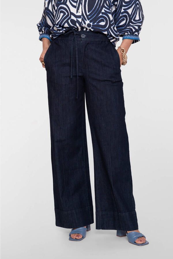 Geisha high waist wide leg jeans dark blue denim
