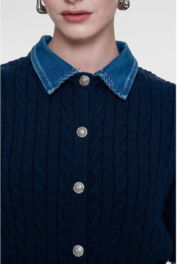 Geisha blouse met wol donkerblauw - Foto 2