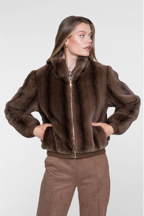 Geisha imitatiebont faux fur jas bruin - Foto 3