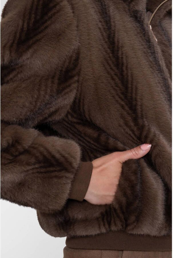 Geisha imitatiebont faux fur jas bruin - Foto 2