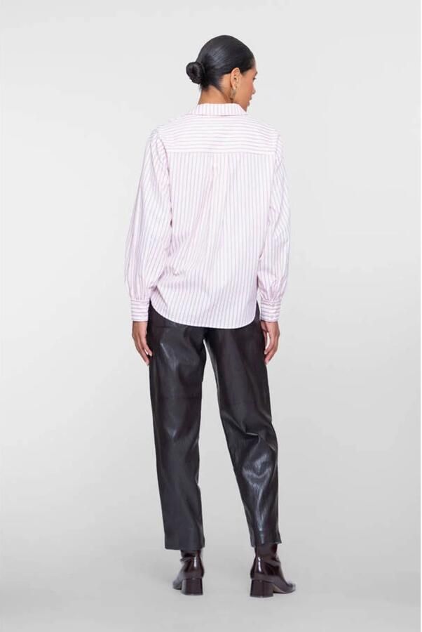 Geisha imitatieleren straight leg broek donkerbruin - Foto 3