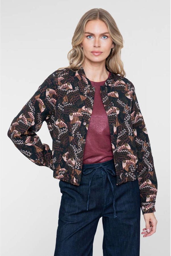 Geisha jas met print zwart bruin