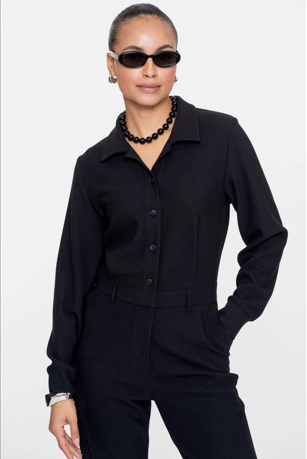 Geisha jumpsuit zwart aansluitend