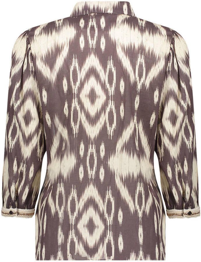 Geisha katoenen blouse met print bruin - Foto 3