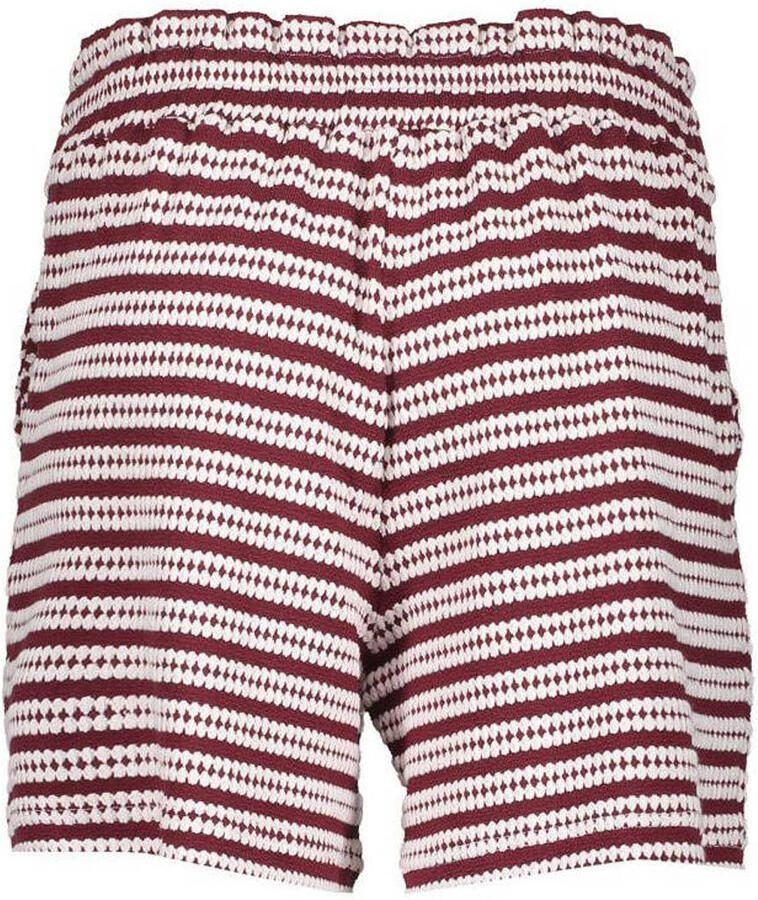 Geisha katoenen regular fit korte gestreepte broek met ceintuur donkerrood - Foto 2