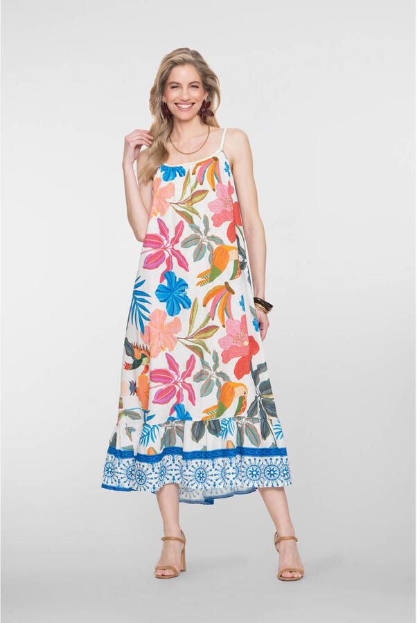 Geisha linnen zomerjurk multi