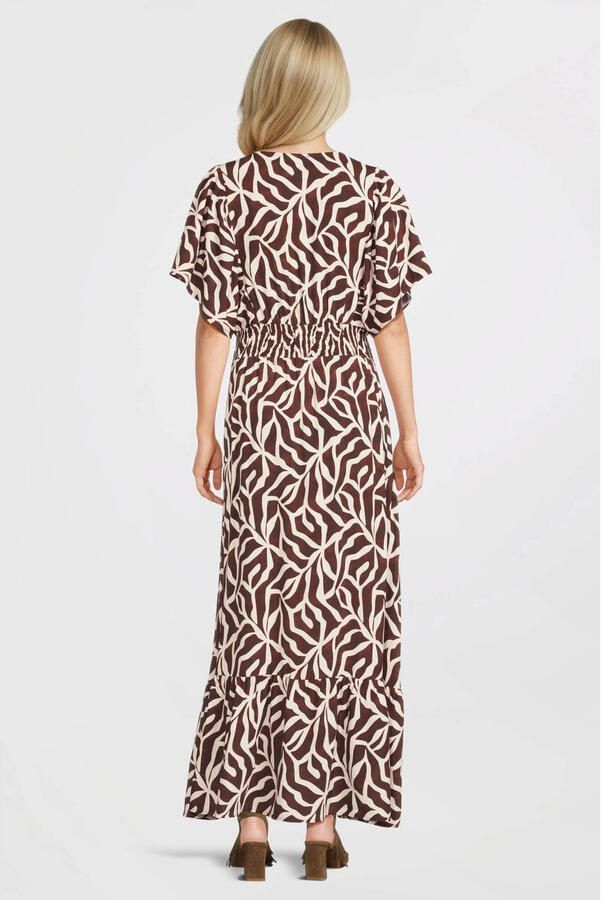 Geisha maxi jurk met print donkerbruin - Foto 2