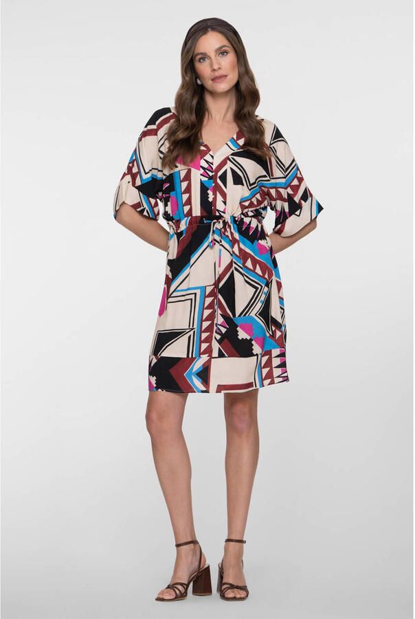 Geisha midi jurk multi