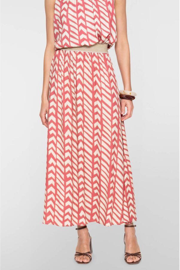Geisha midi rok maxi rok koraalrood