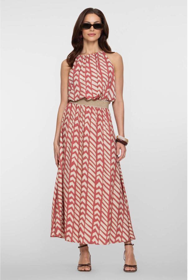 Geisha midi rok maxi rok koraalrood - Foto 3