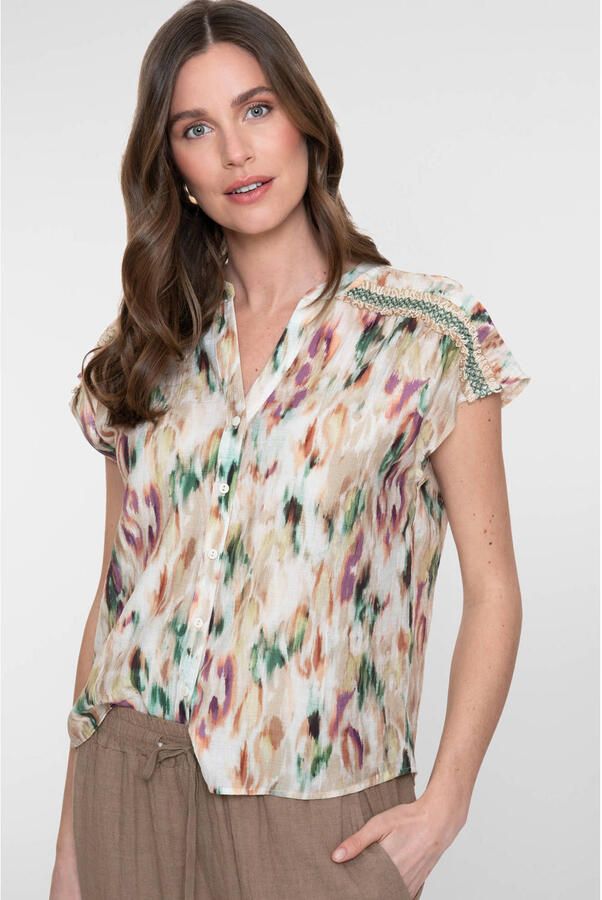 Geisha rechtvallend dip-dye blouse ecru