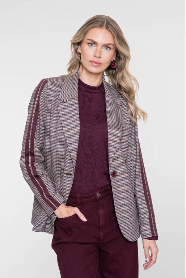 Geisha regular fit geruite blazer donkerrood