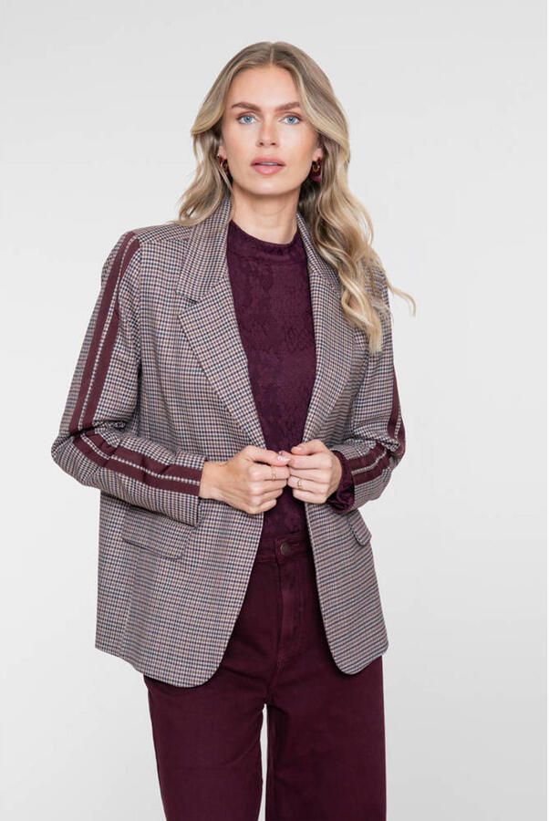 Geisha regular fit geruite blazer donkerrood - Foto 3