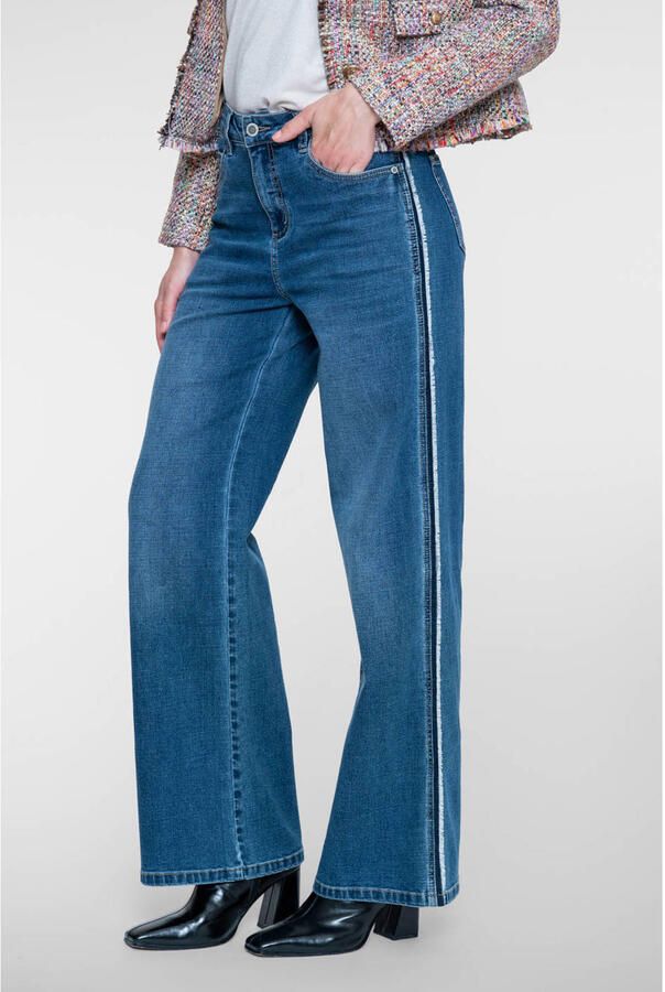 Geisha regular waist flared jeans mediumblauw