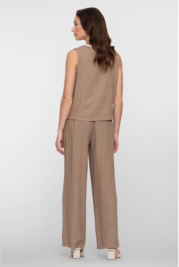 Geisha regular waist broek met linnen bruin - Foto 2