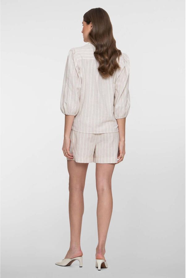 Geisha regular waist casual short met krijtstreep beige - Foto 3
