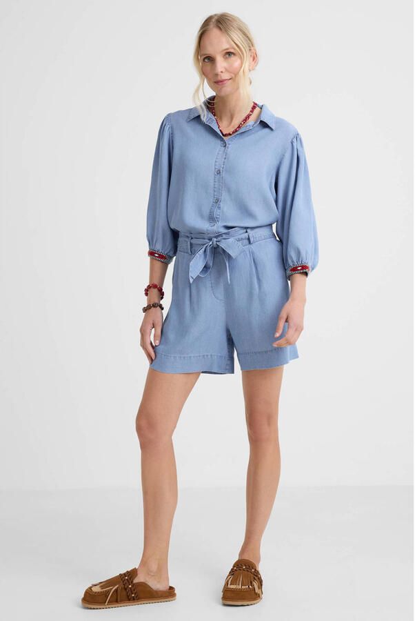 Geisha relaxed high waist casual short lichtblauw