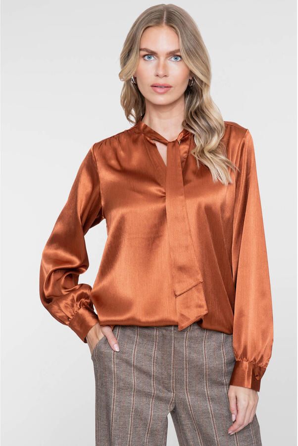 Geisha satijnen blouse oranje
