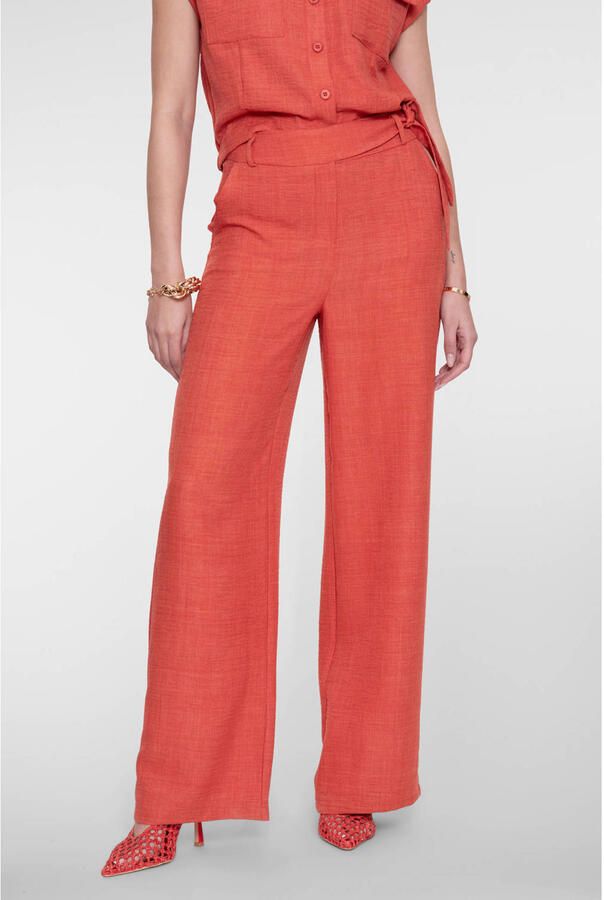 Geisha straight high waist broek koraalrood